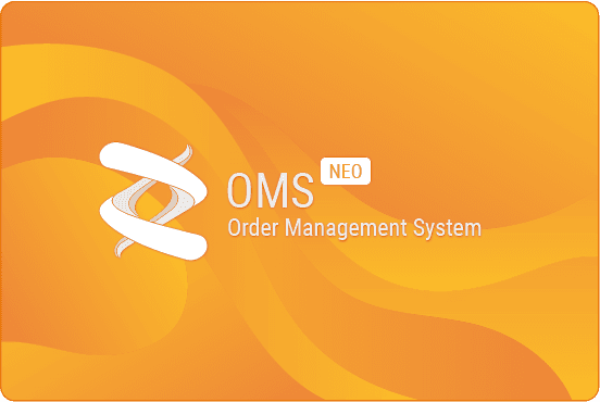 OMS Neo brand splash: orange Bauhaus mark on cream