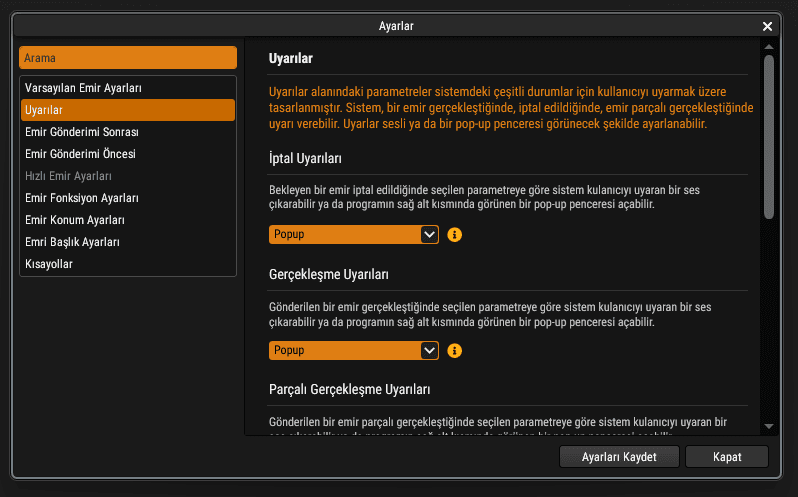 OMS Neo preferences: alerts group